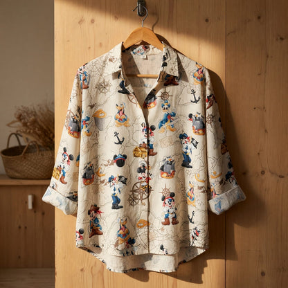 Pirate Mouse Linen Shirt - Vintage Treasure Map Apparel