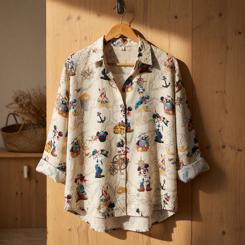 Pirate Mouse Linen Shirt - Vintage Treasure Map Apparel