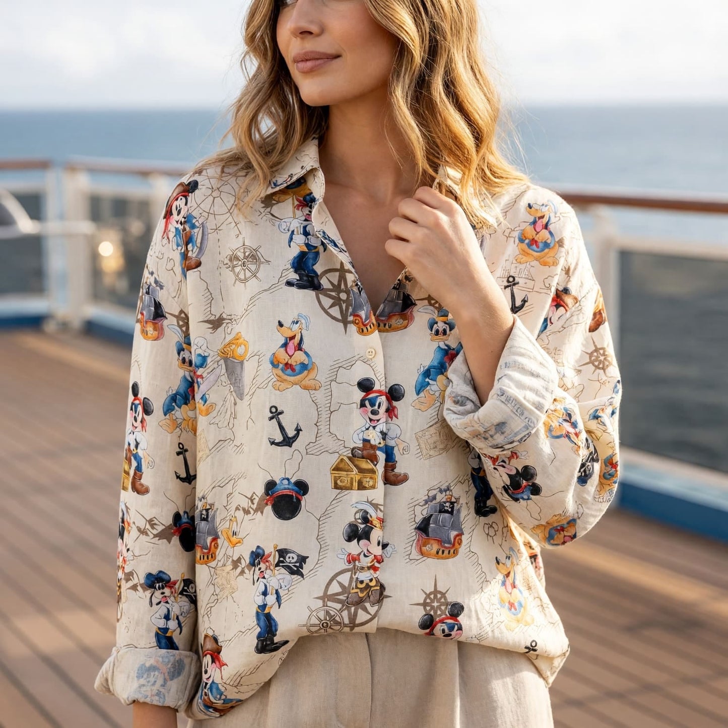 Pirate Mouse Linen Shirt - Vintage Treasure Map Apparel