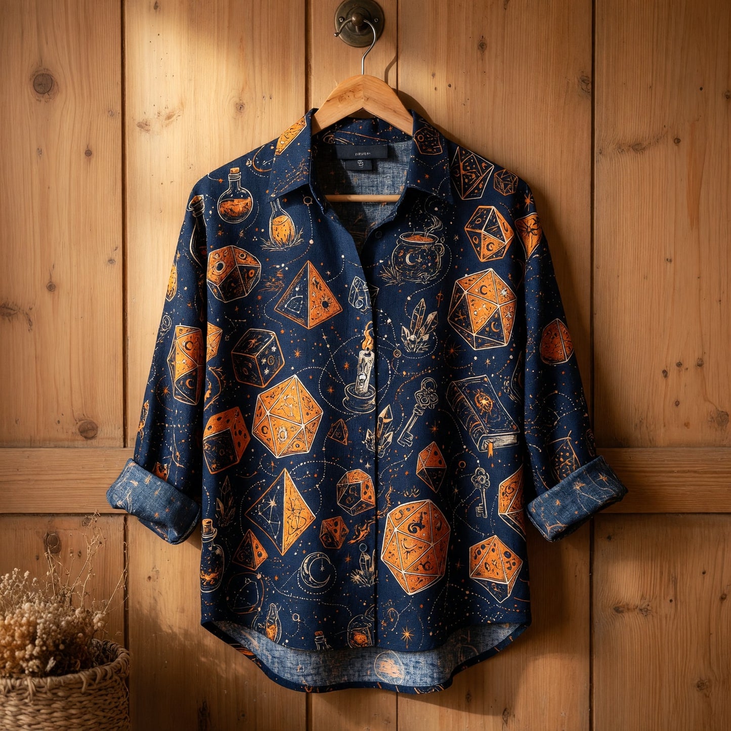 Dice Linen Shirt - Celestial Witchcraft Fantasy Apparel