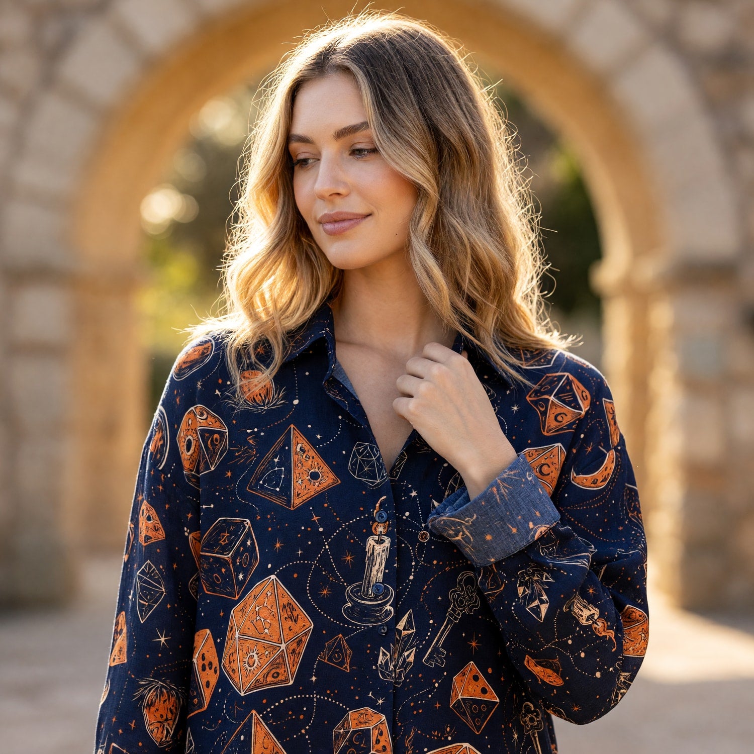 Dice Linen Shirt - Celestial Witchcraft Fantasy Apparel