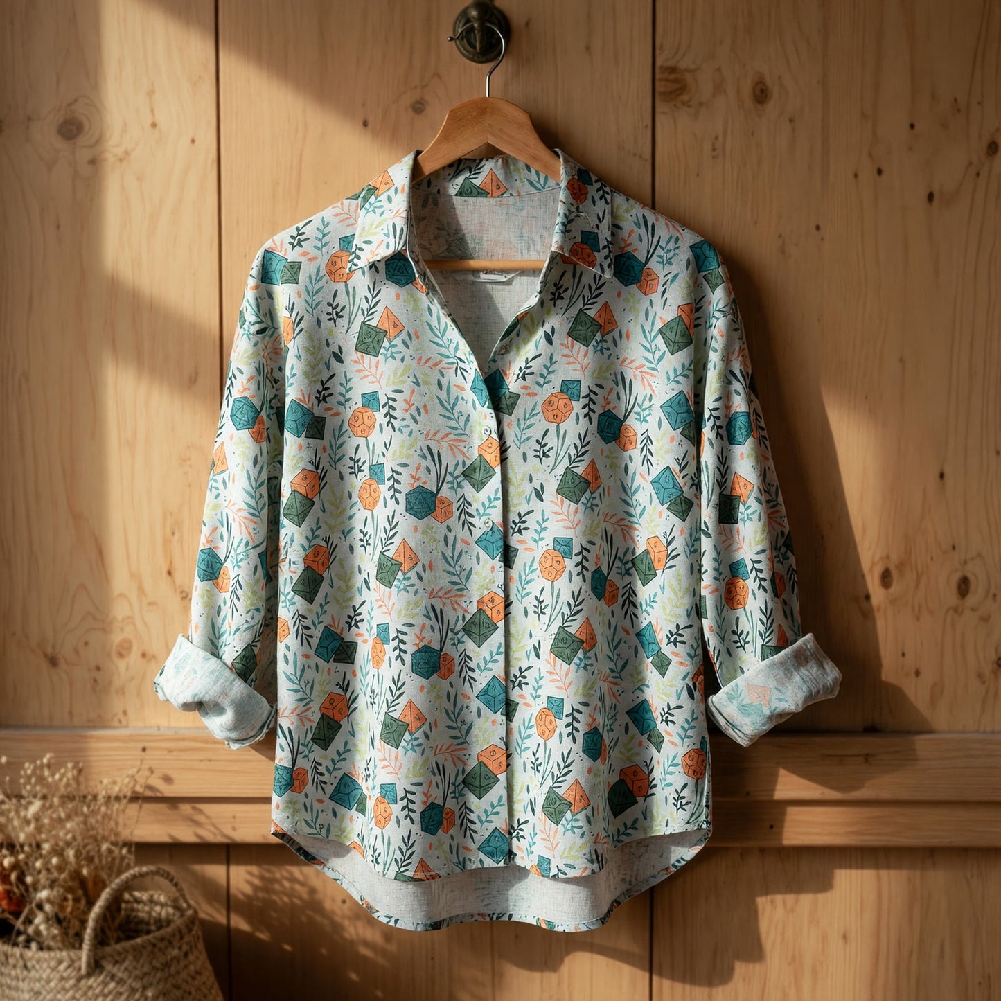 Dice Botanical Linen Shirt - Nature Inspired RPG Apparel