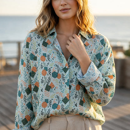 Dice Botanical Linen Shirt - Nature Inspired RPG Apparel