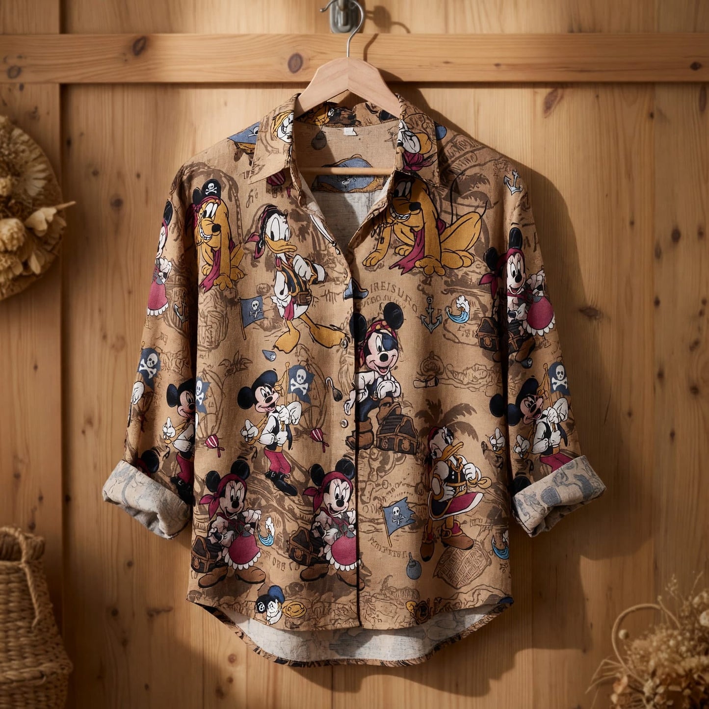 Pirates Linen Shirt - Mouse Treasure Map Apparel