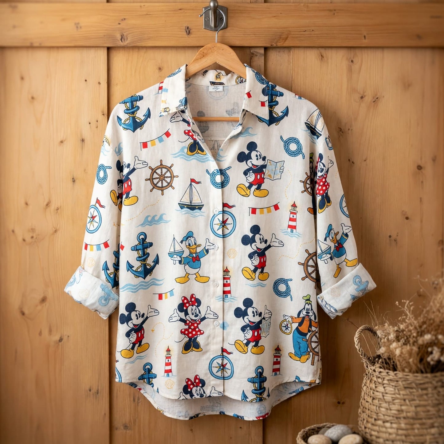 Mouse Nautical Linen Shirt - Sailor Beachwear