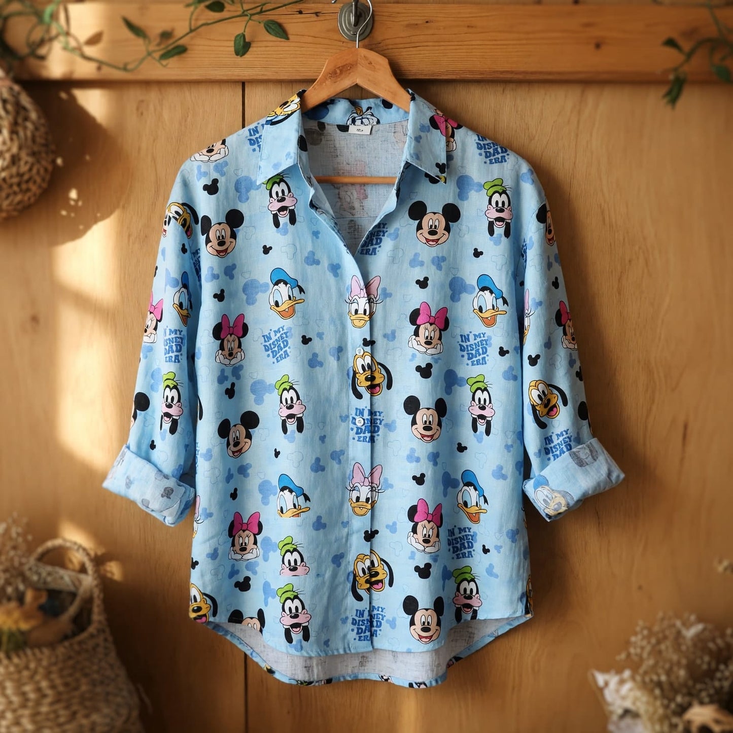 In My Dad Era Linen Shirt - Mouse Silly Dog Pattern