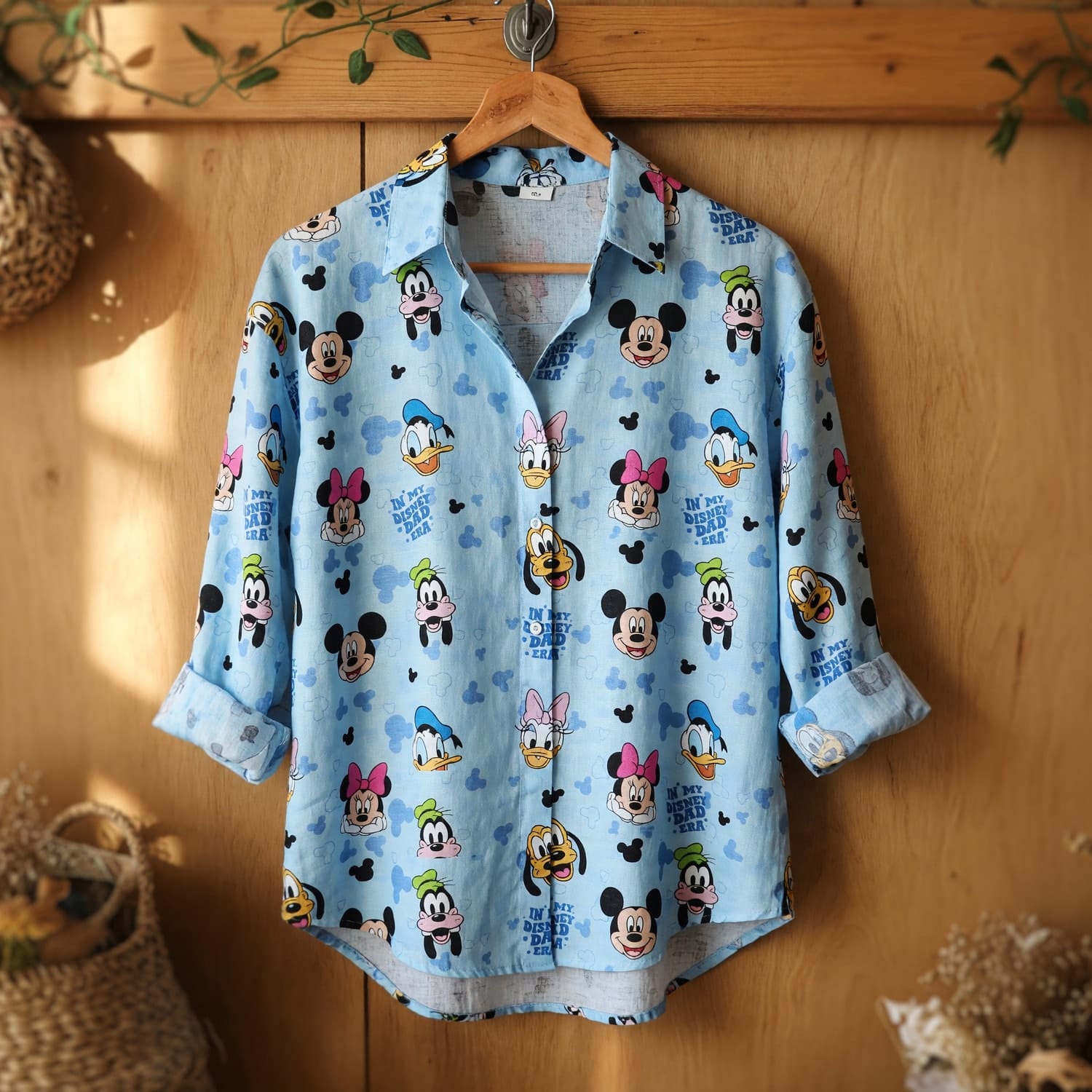In My Dad Era Linen Shirt - Mouse Silly Dog Pattern
