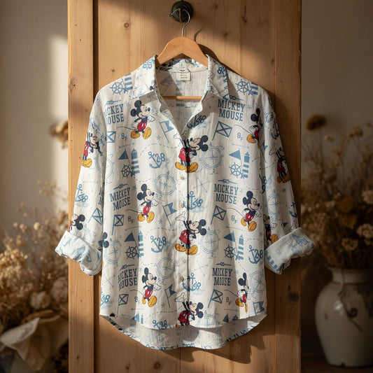 Mouse Nautical Linen Shirt - Sailor Pattern Apparel