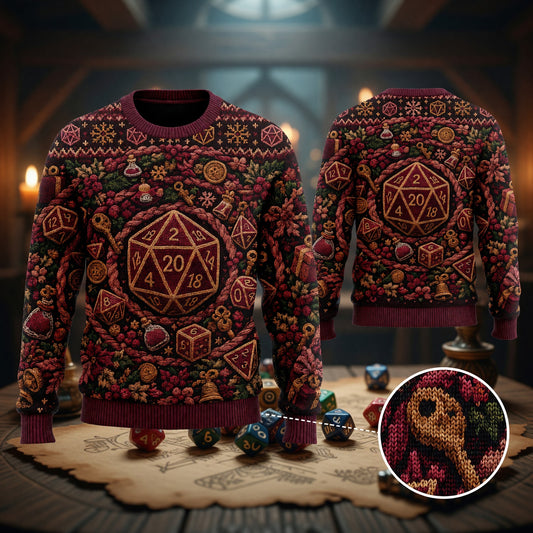 Christmas Dice Sweater - Holiday RPG Gaming Knit