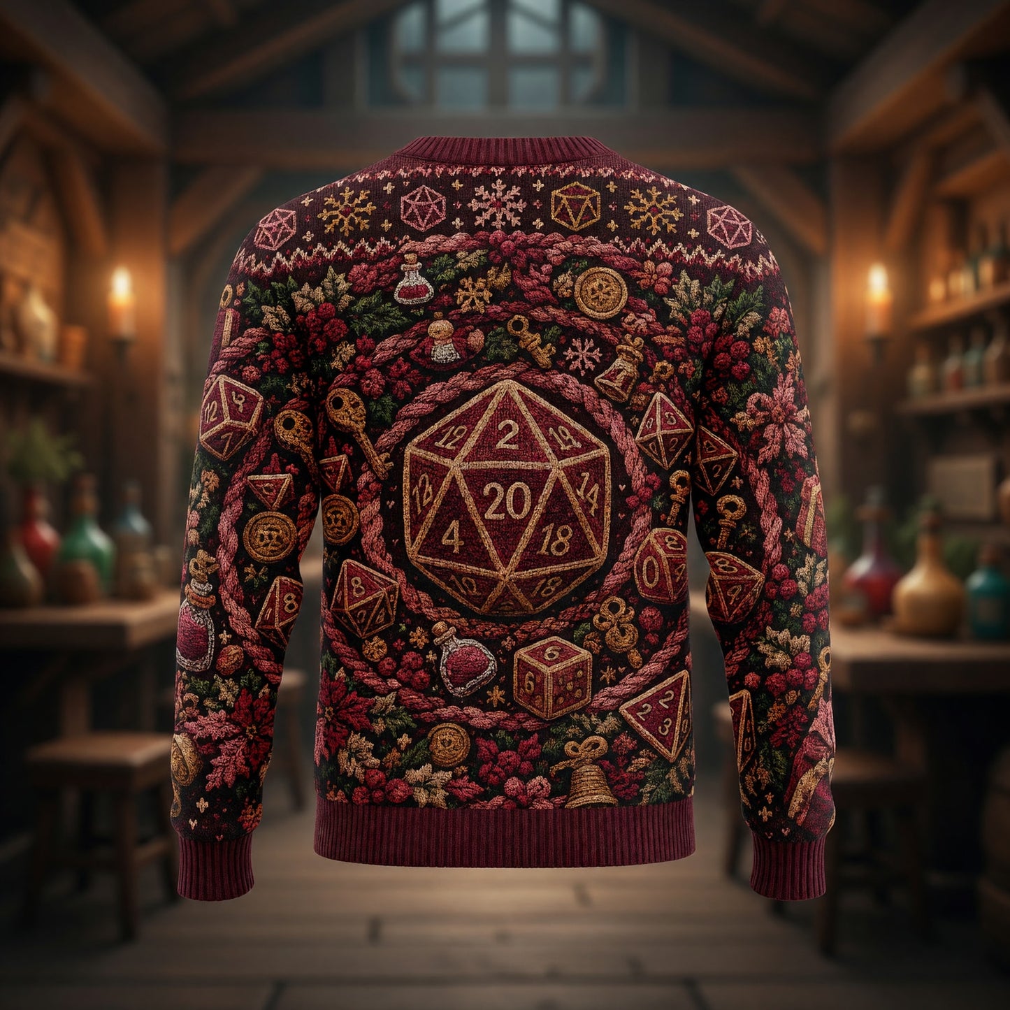 Christmas Dice Sweater - Holiday RPG Gaming Knit