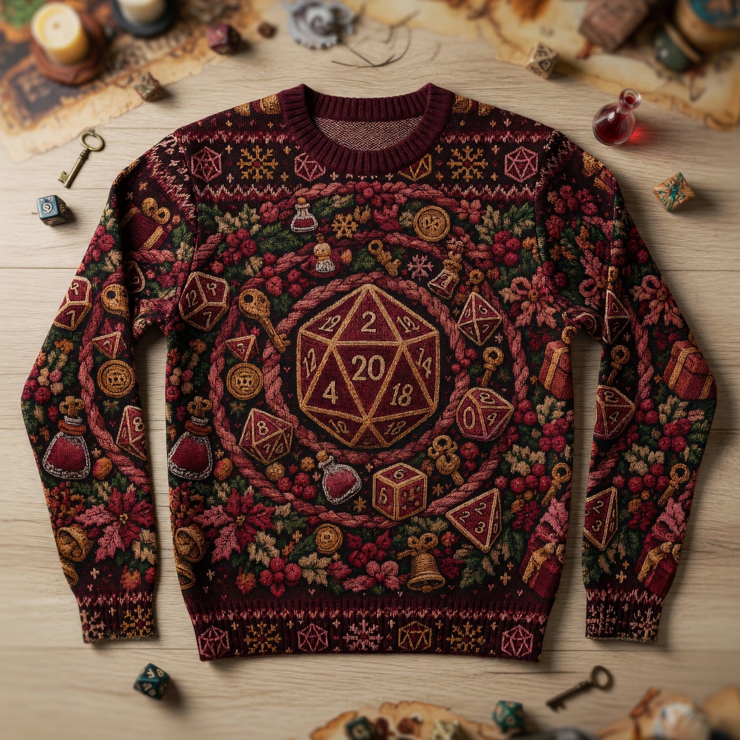 Christmas Dice Sweater - Holiday RPG Gaming Knit