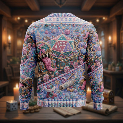 Christmas Sweater - Holiday Dice Mimic Train Art