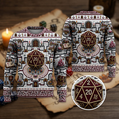 Fantasy Dungeon D20 Sweater - Fantasy RPG Dungeon Map Design