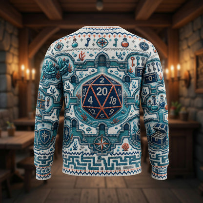 Fantasy Dungeon D20 Sweater - Fantasy RPG Cross Stitch