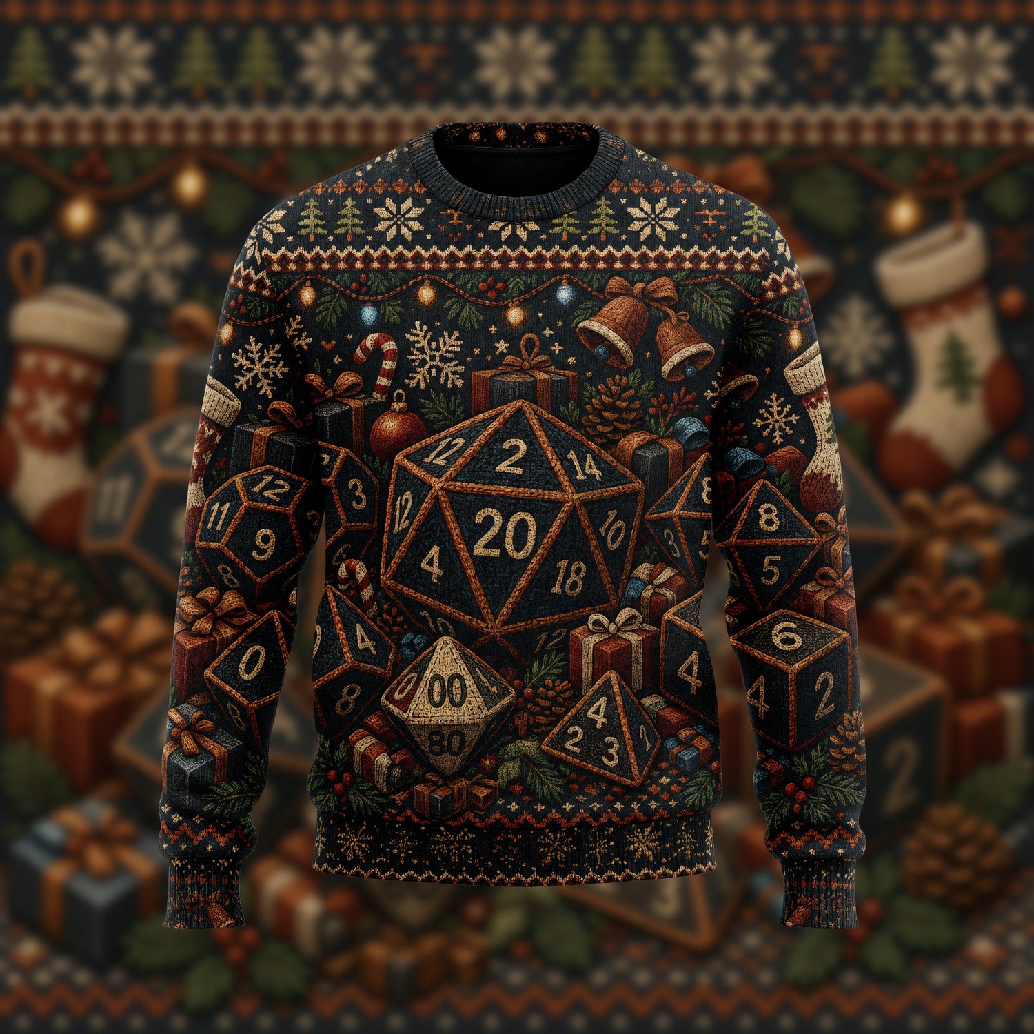 Dice Christmas Sweater - Festive Tabletop RPG Holiday Knit