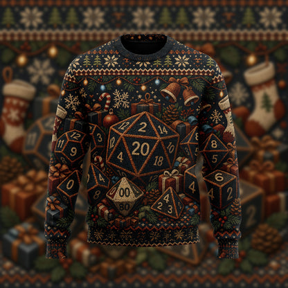 Dice Christmas Sweater - Festive Tabletop RPG Holiday Knit