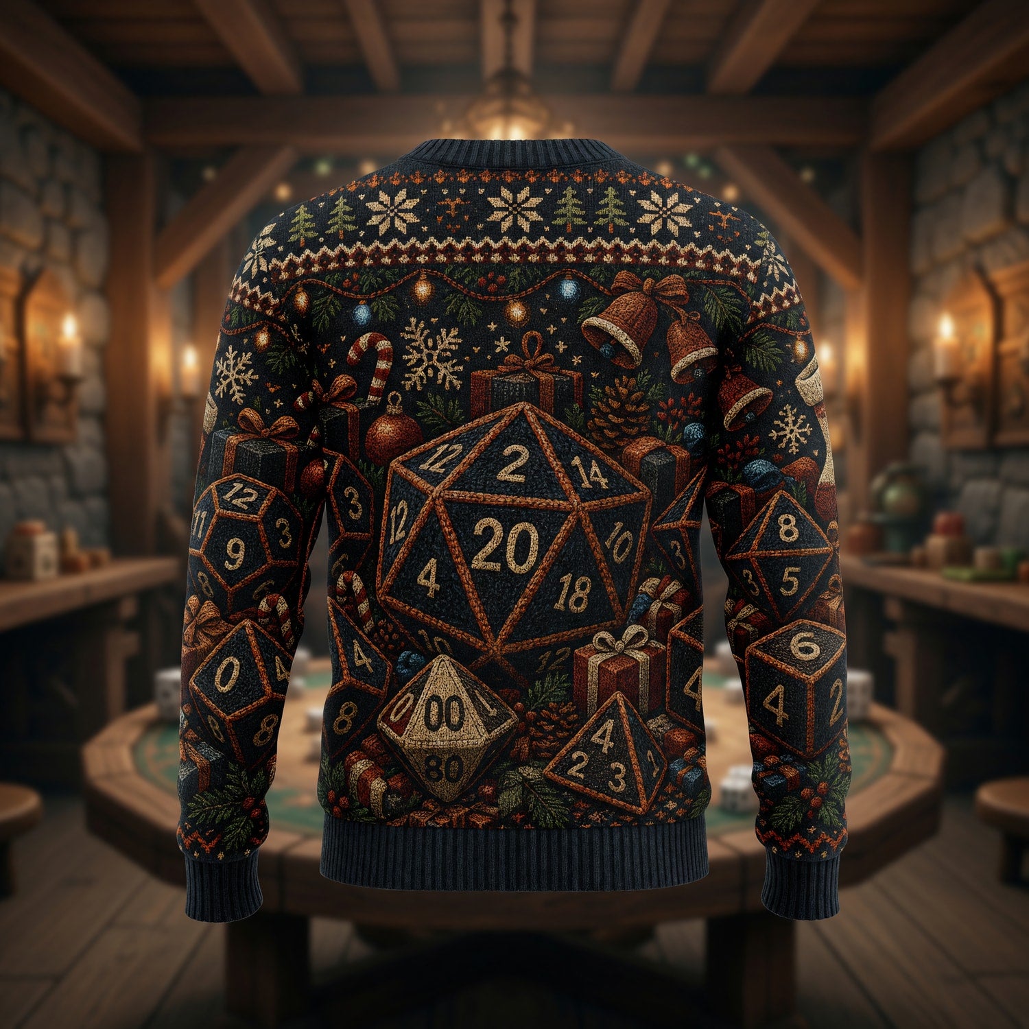 Dice Christmas Sweater - Festive Tabletop RPG Holiday Knit