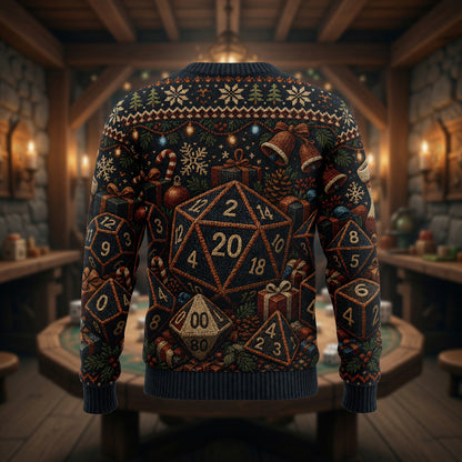Dice Christmas Sweater - Festive Tabletop RPG Holiday Knit