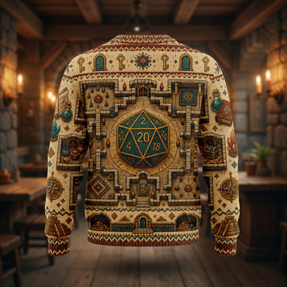 D20 Dungeon Sweater - Fantasy RPG Map Knitwear