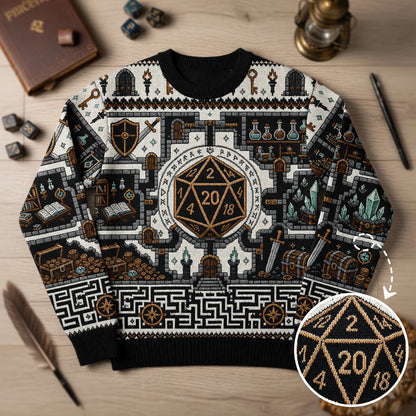 D20 Dungeon Sweater - Fantasy RPG Tabletop Map Apparel