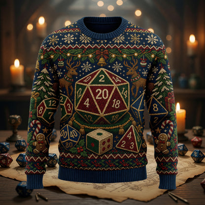 Dice Christmas Sweater - Holiday RPG Knit Apparel