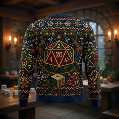 Dice Christmas Sweater - Holiday RPG Knit Apparel