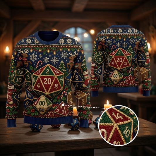 Merry Critmas - Polyhedral Dice Ugly Christmas Sweater