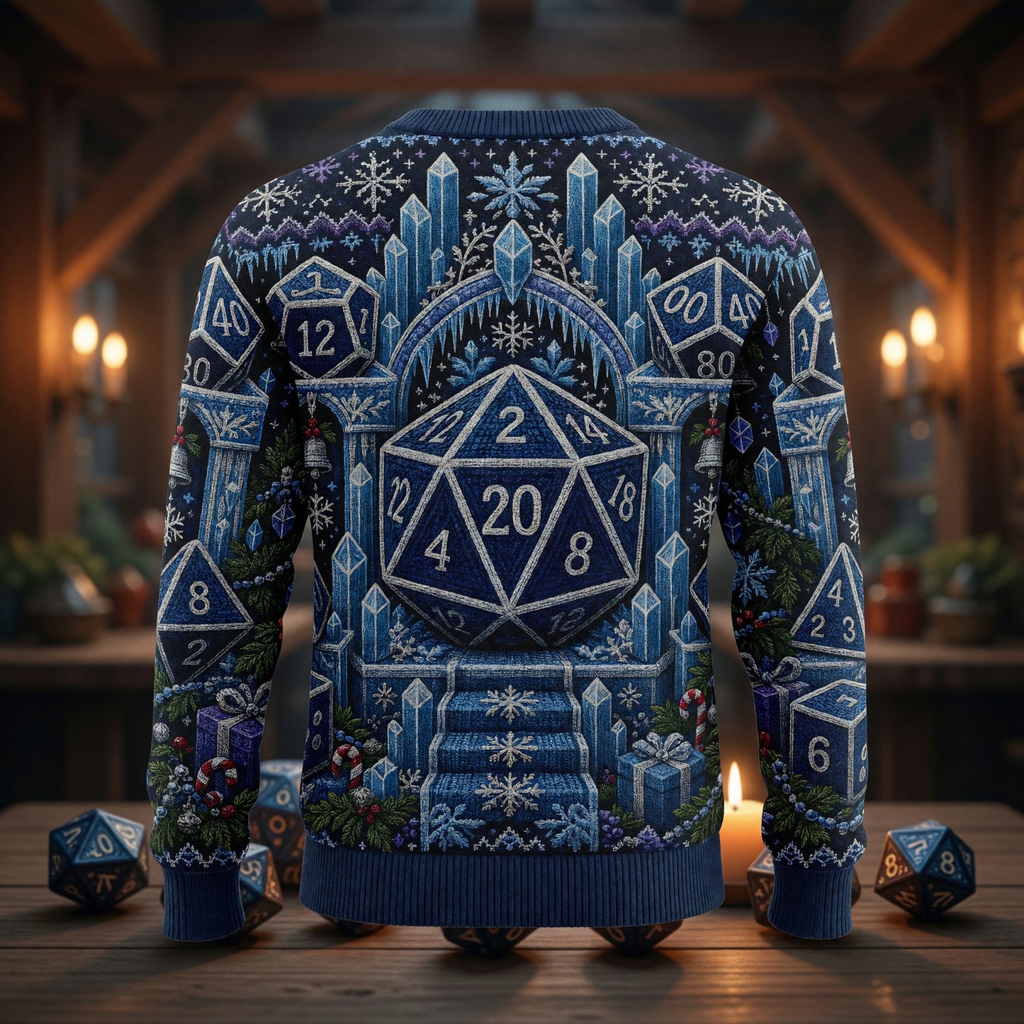 Christmas Dice Sweater - Knitted Holiday RPG Apparel