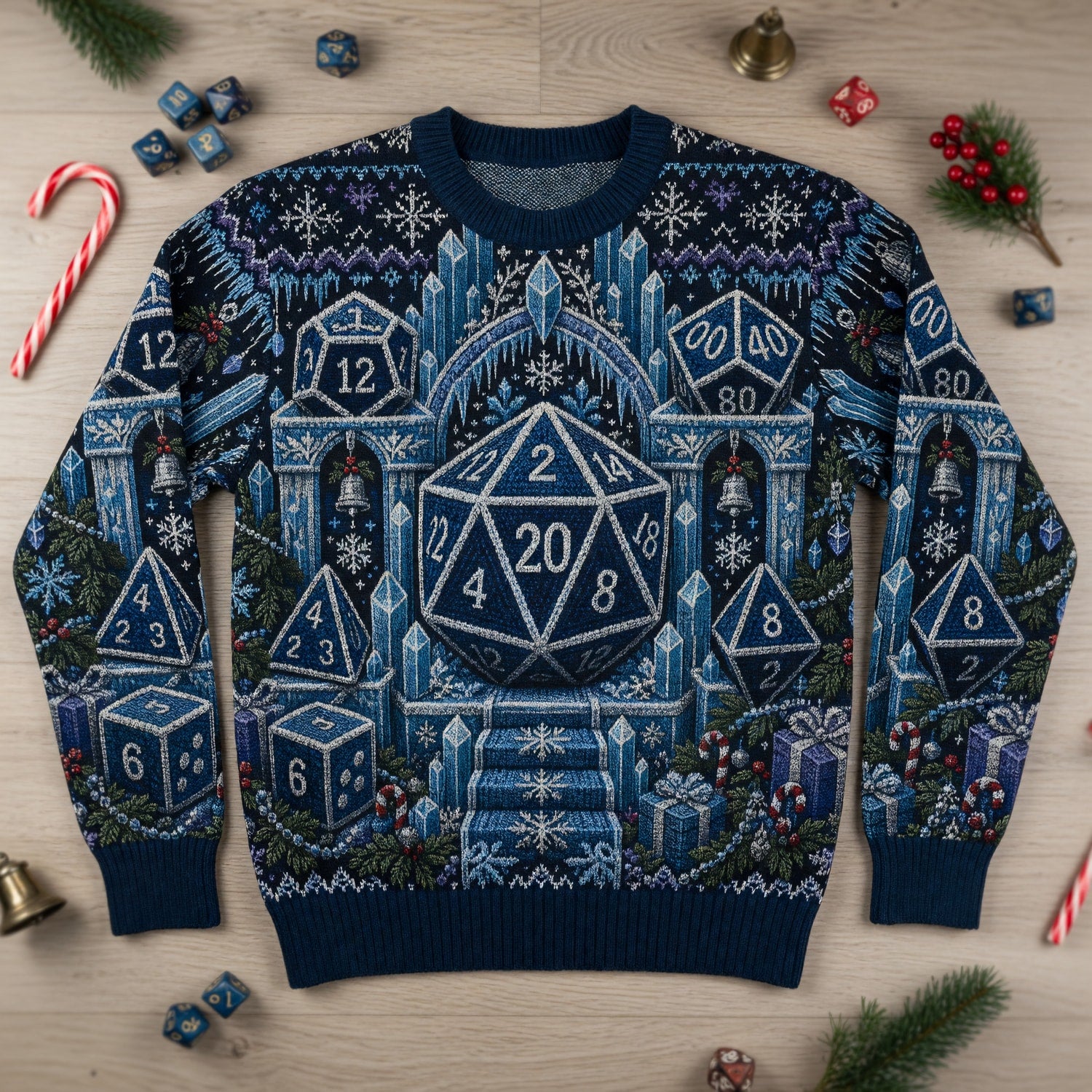 Christmas Dice Sweater - Knitted Holiday RPG Apparel
