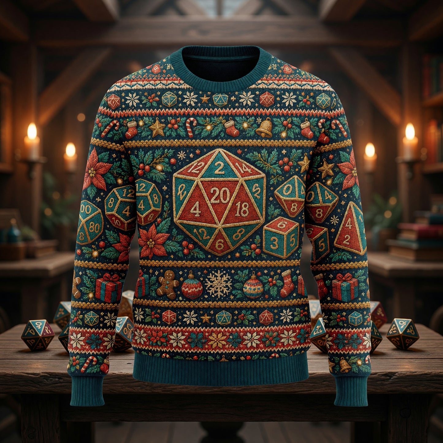 Christmas Dice Sweater - Holiday RPG Knit Pattern