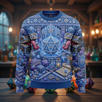 Winter Dice Sweater - Christmas Fantasy RPG Knit Apparel