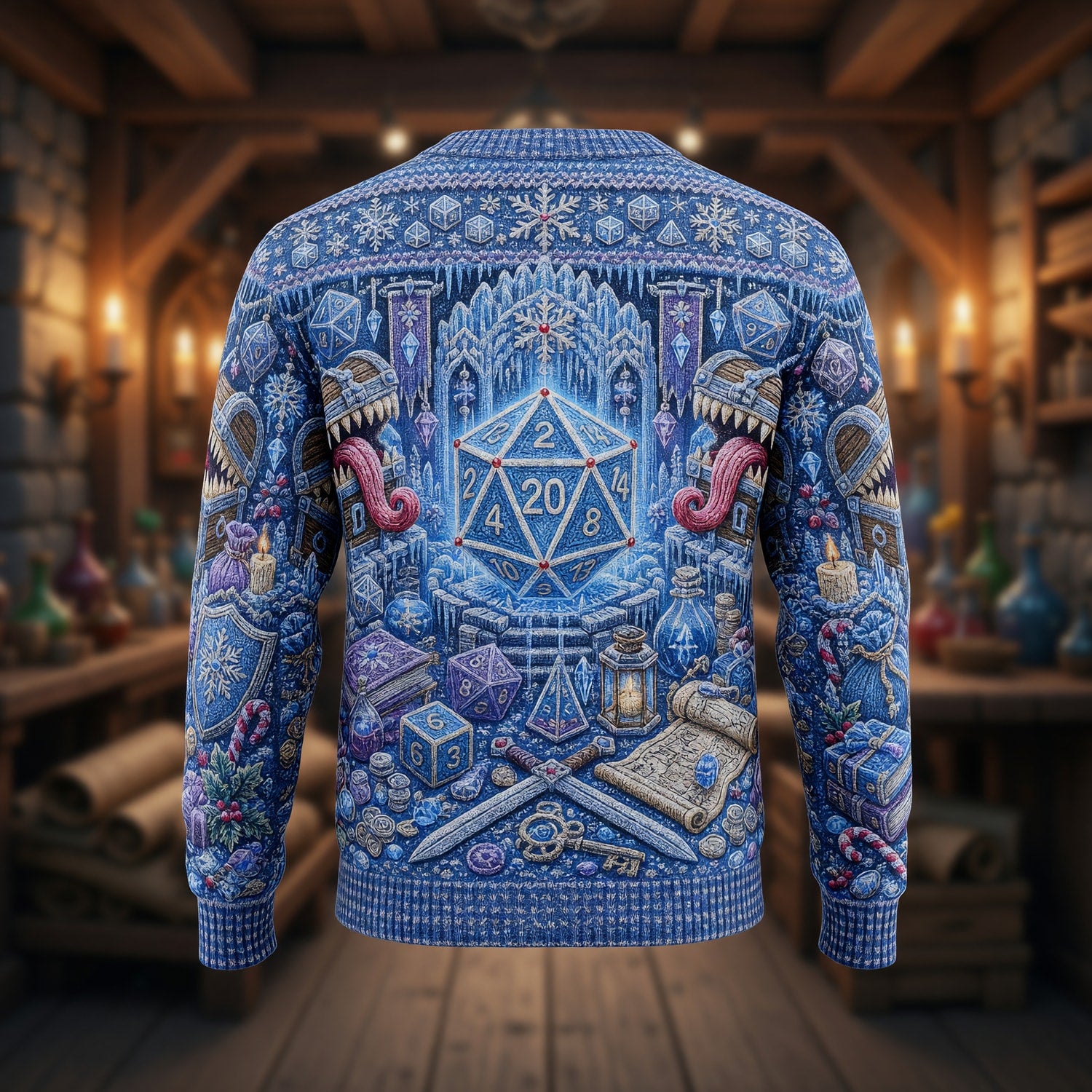 Winter Dice Sweater - Christmas Fantasy RPG Knit Apparel