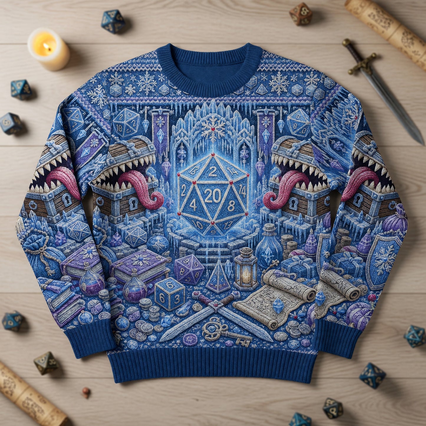 Winter Dice Sweater - Christmas Fantasy RPG Knit Apparel