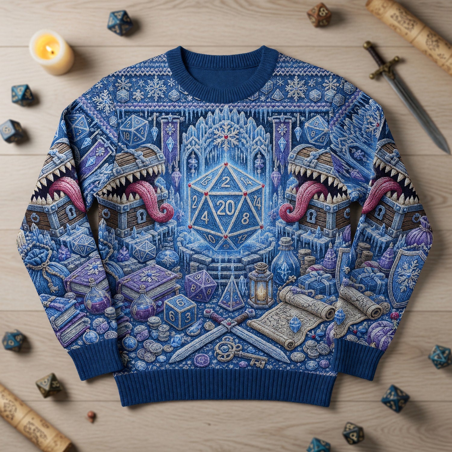 Winter Dice Sweater - Christmas Fantasy RPG Knit Apparel
