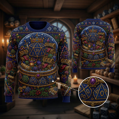 Christmas Snow Globe Sweater - Fantasy Dice RPG Holiday
