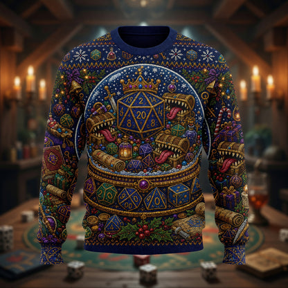 Christmas Snow Globe Sweater - Fantasy Dice RPG Holiday