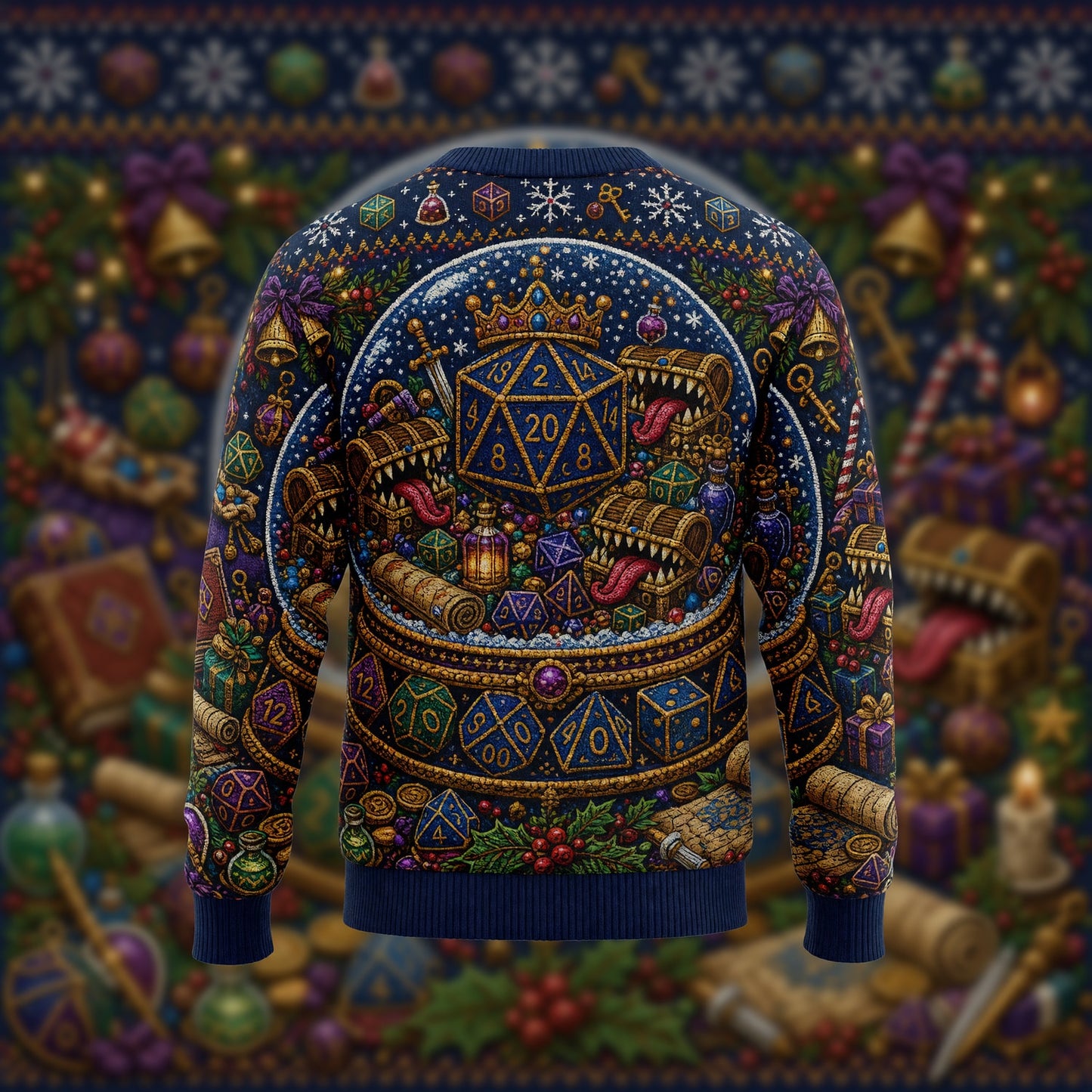Christmas Snow Globe Sweater - Fantasy Dice RPG Holiday