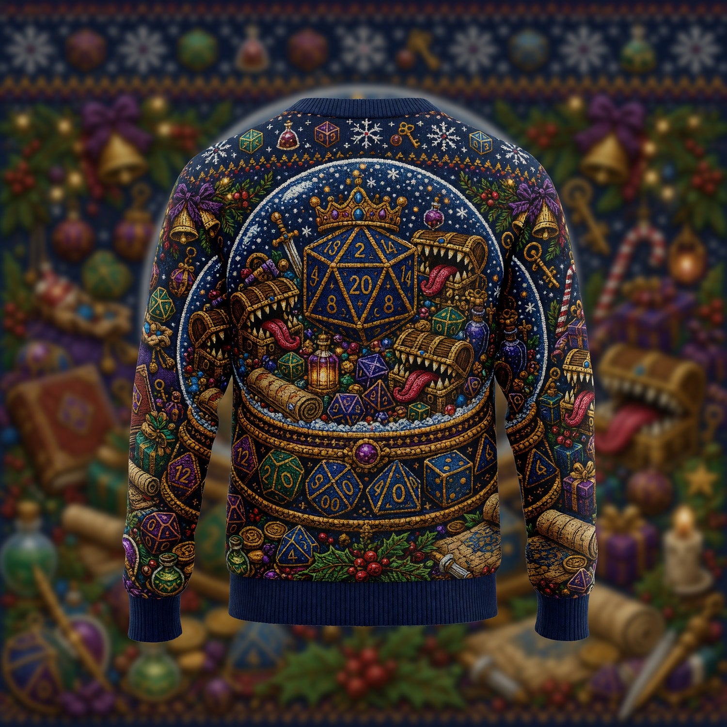 Christmas Snow Globe Sweater - Fantasy Dice RPG Holiday