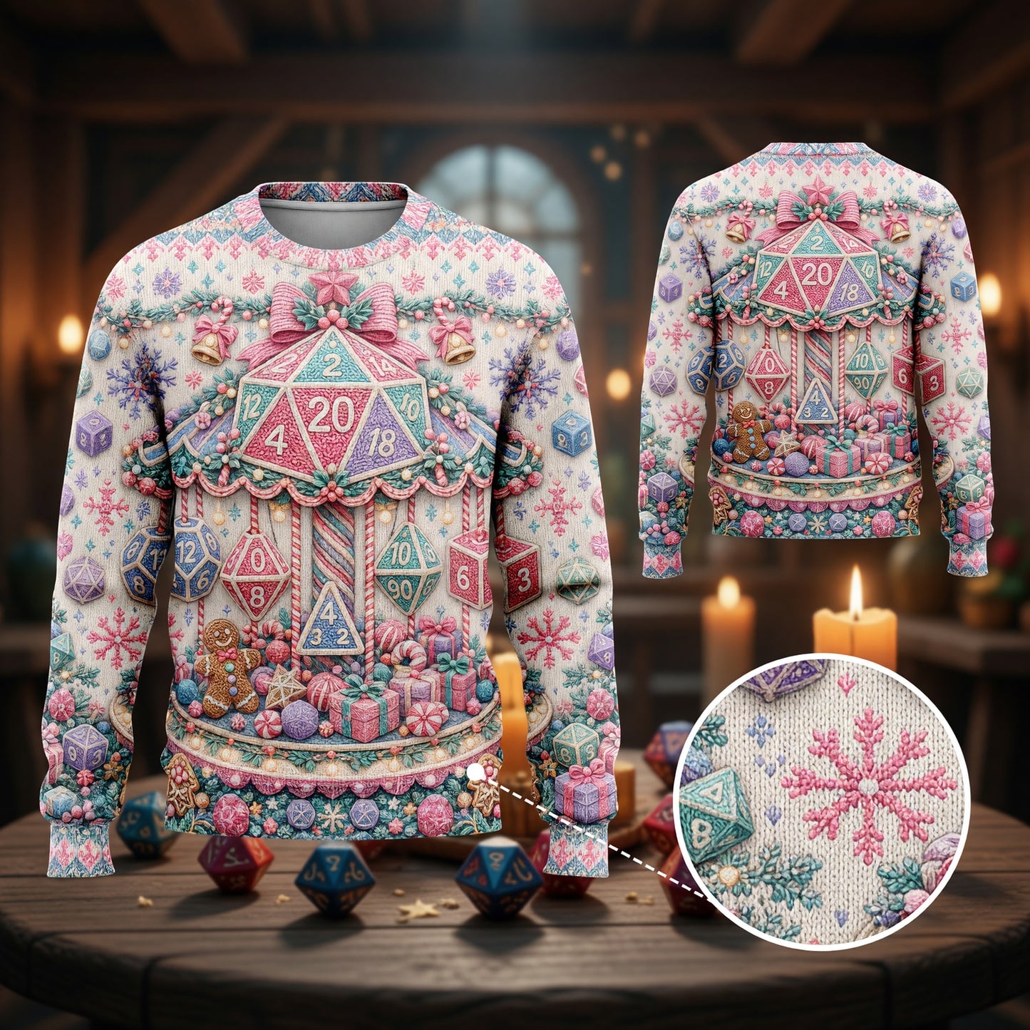 Christmas Dice Sweater - Festive Holiday RPG Knit Apparel