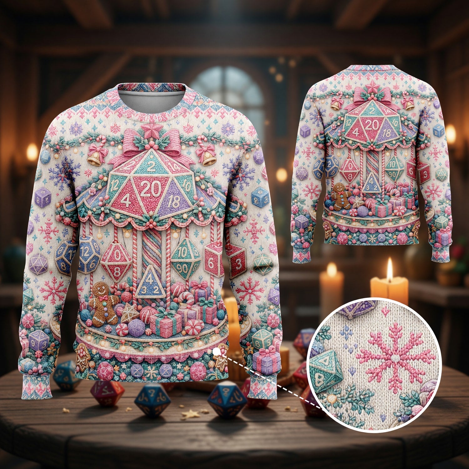 Christmas Dice Sweater - Festive Holiday RPG Knit Apparel