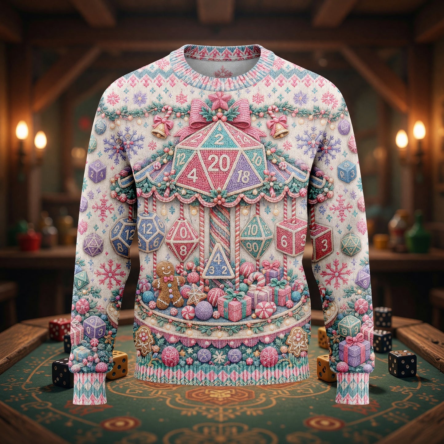 Christmas Dice Sweater - Festive Holiday RPG Knit Apparel