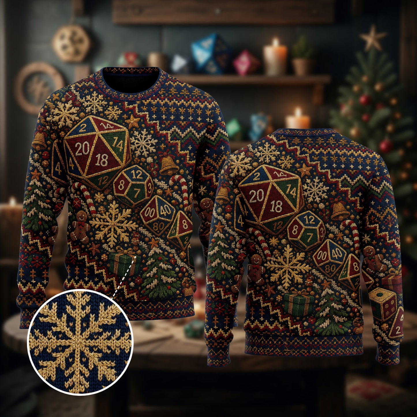 Dice Christmas Sweater - Holiday RPG Knitwear