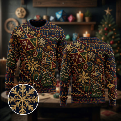 Dice Christmas Sweater - Holiday RPG Knitwear
