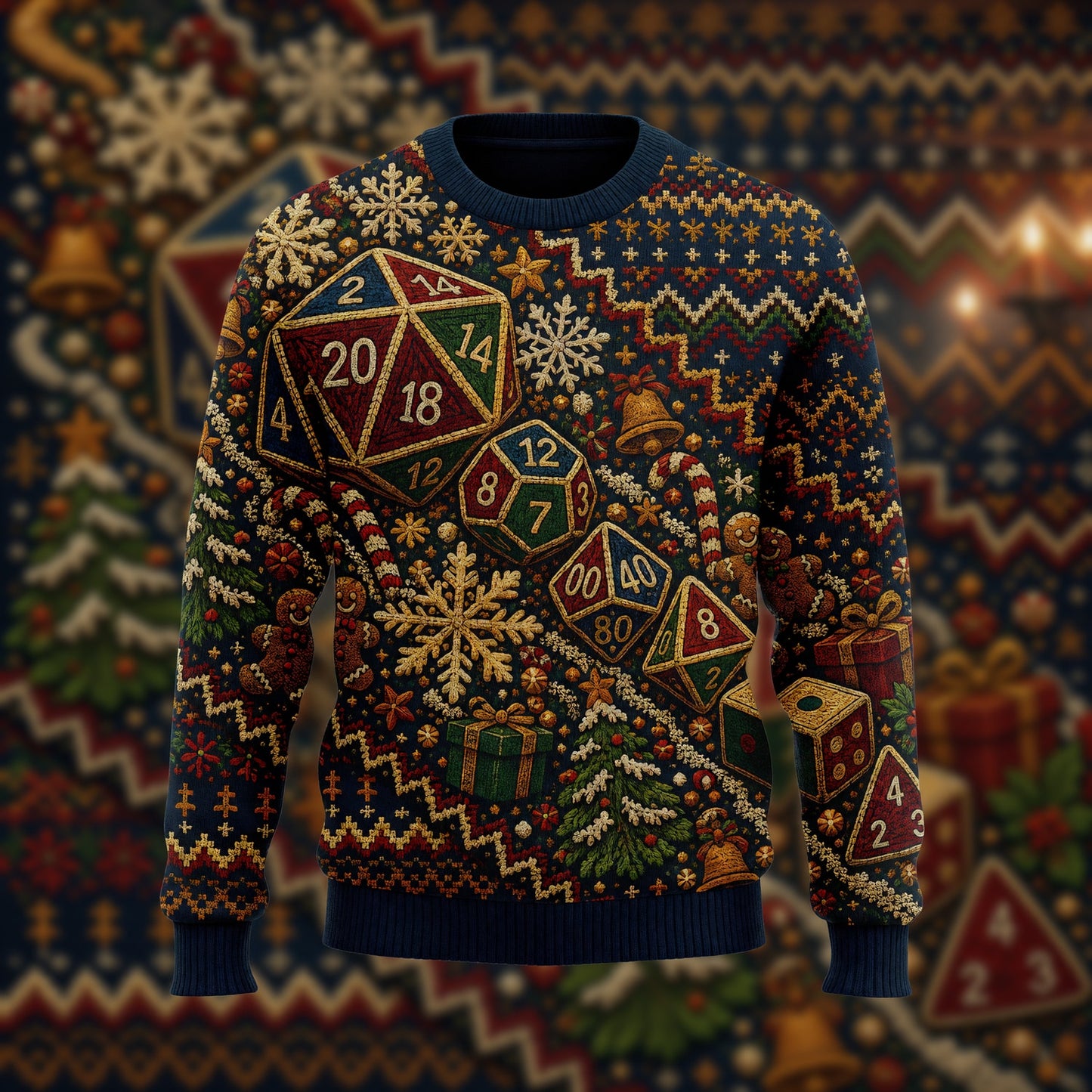 Dice Christmas Sweater - Holiday RPG Knitwear