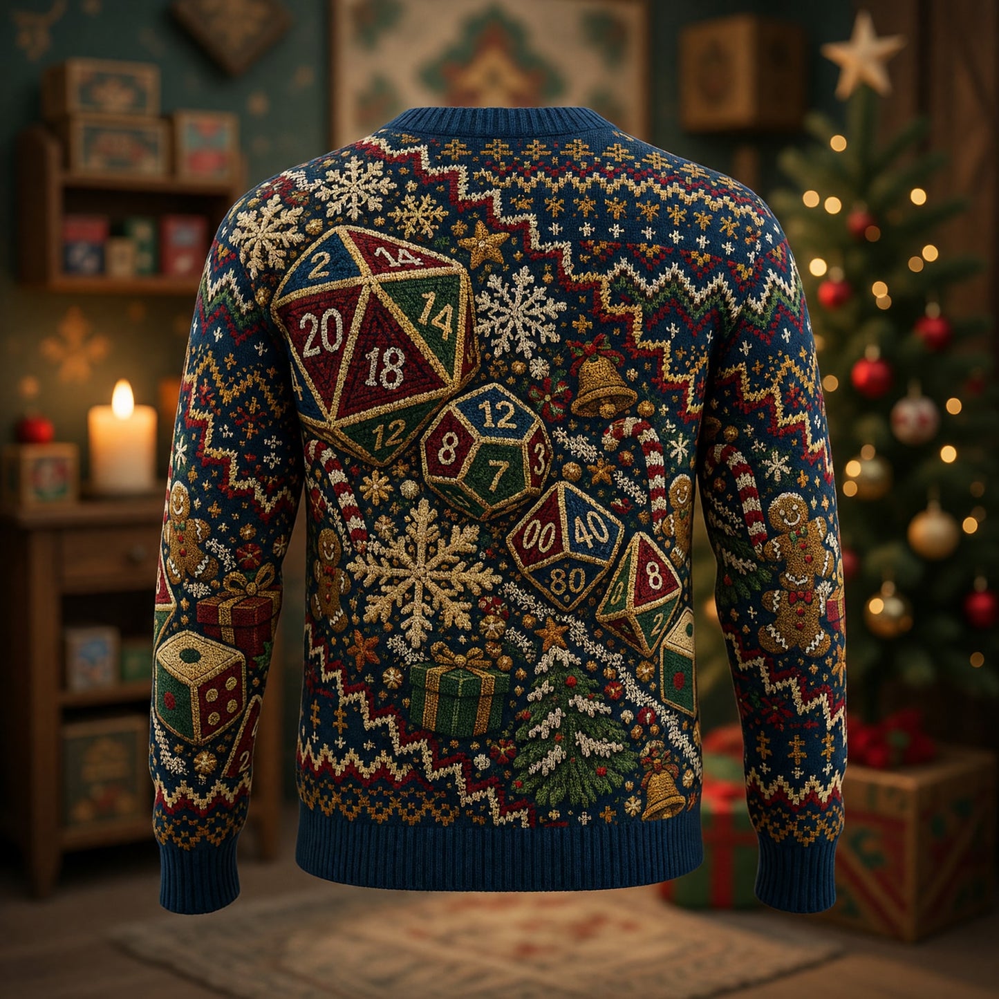 Dice Christmas Sweater - Holiday RPG Knitwear