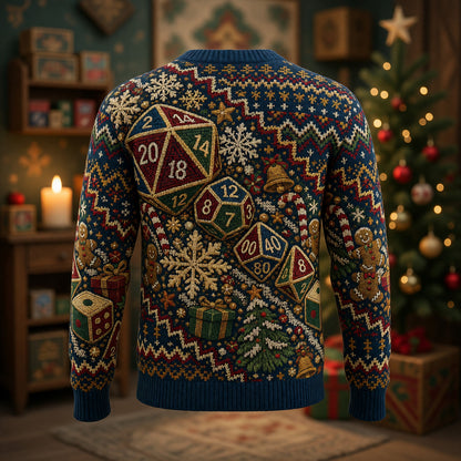 Dice Christmas Sweater - Holiday RPG Knitwear
