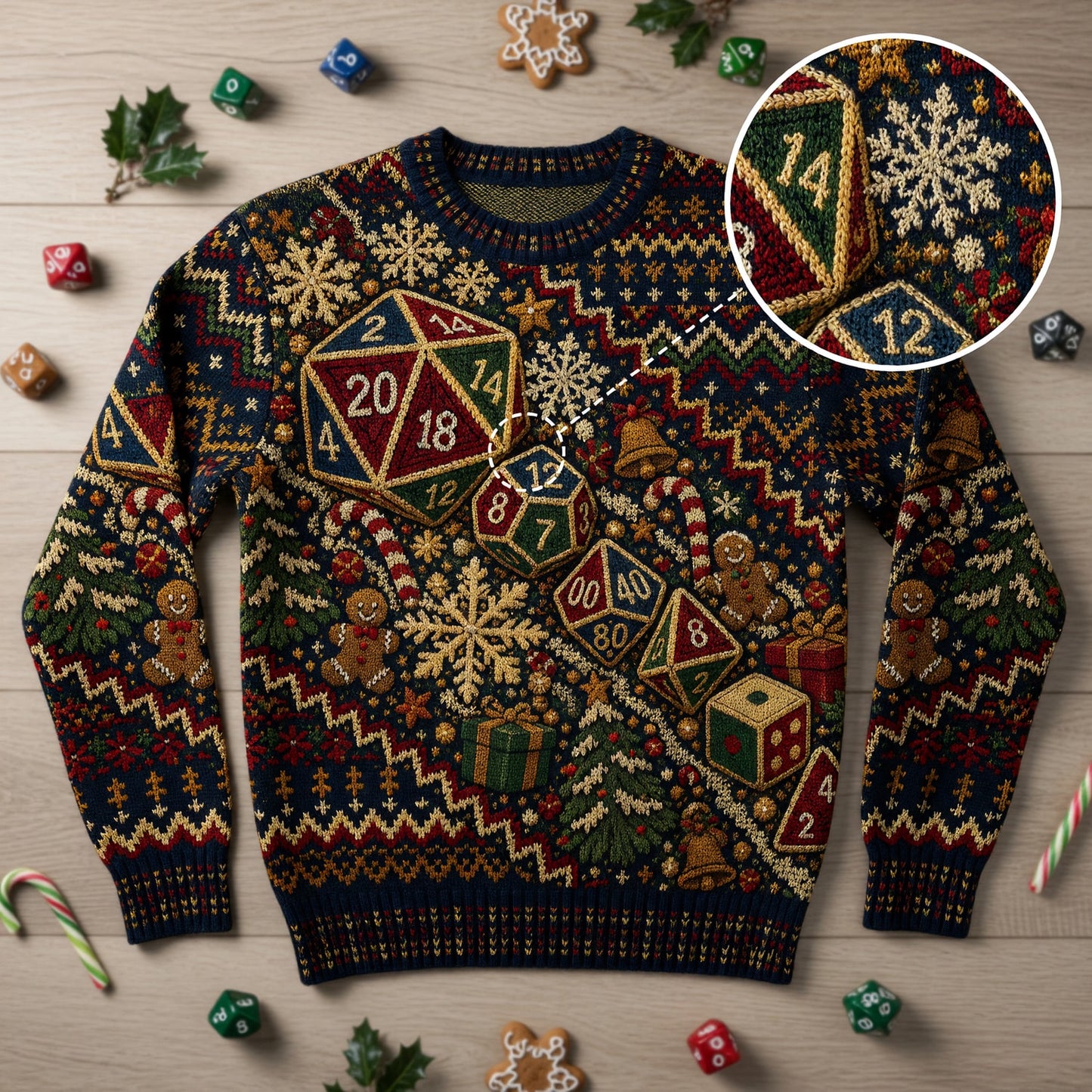 Dice Christmas Sweater - Holiday RPG Knitwear