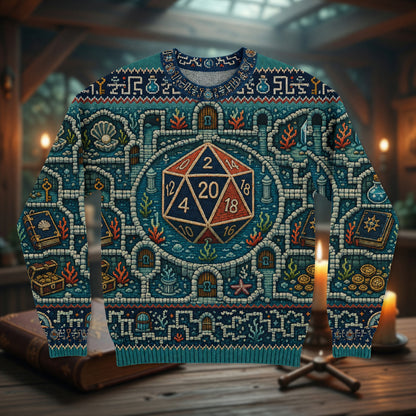 D20 Sweater - Underwater Dungeon Cross Stitch Art