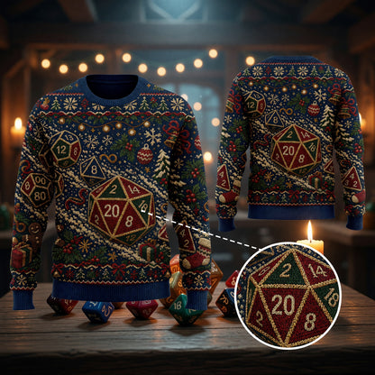 Christmas Dice Sweater - Holiday RPG Knitwear