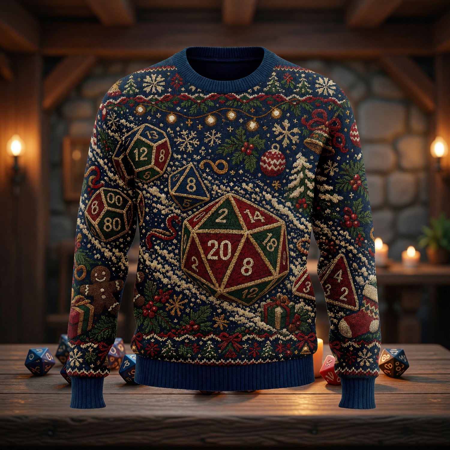 Christmas Dice Sweater - Holiday RPG Knitwear
